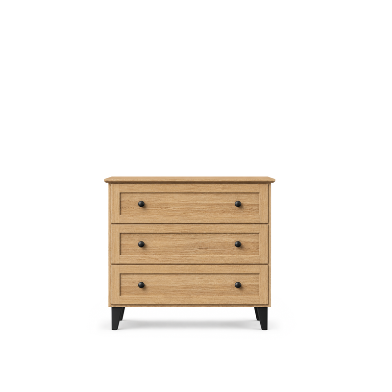 Commode z 3 tiroirmi en chêne chêne naturel avec noir 105 cm – chambre, style scandinave