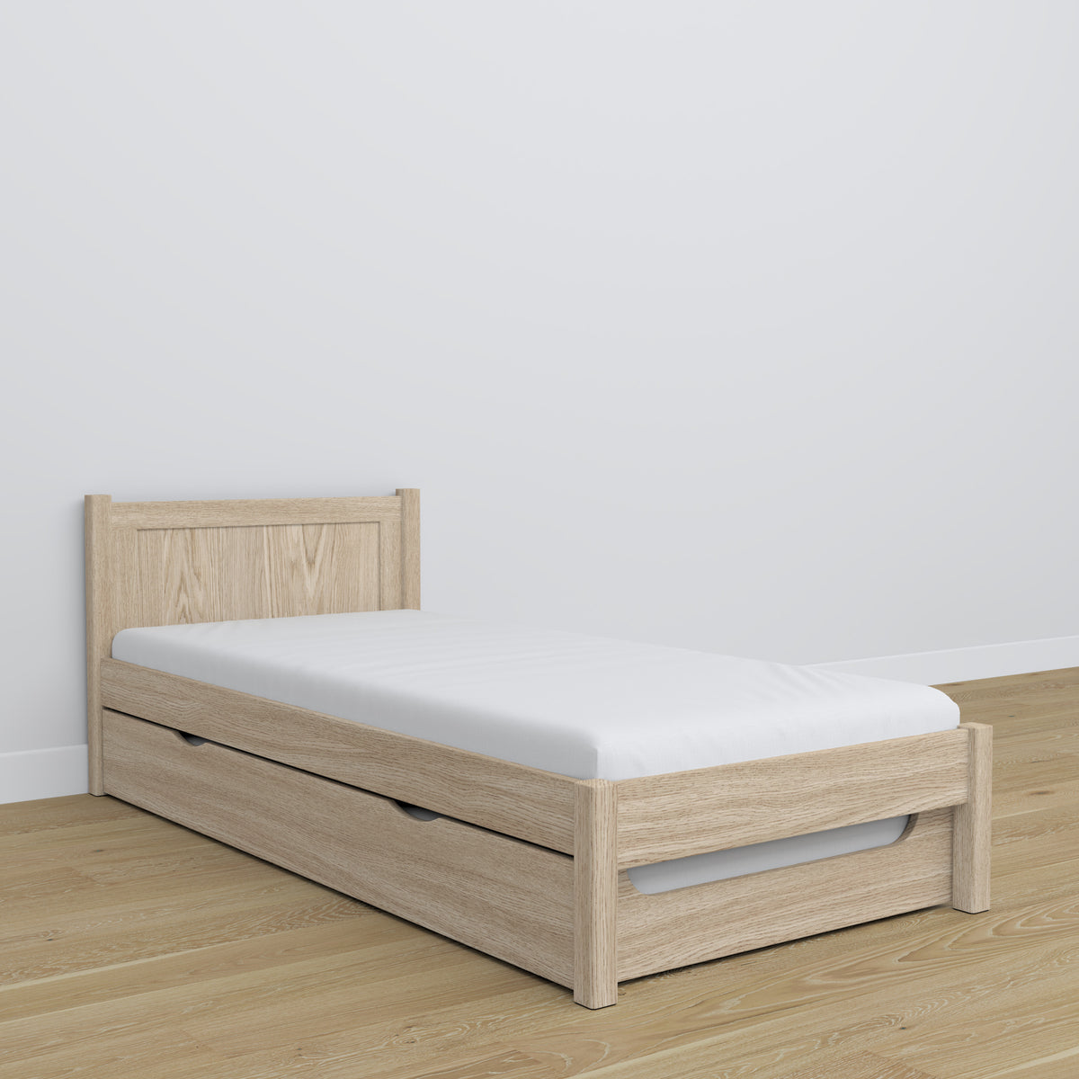 Bed met matraslade eiken gewit eiken – inrichting kinderkamer