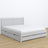Tweepersoonsbed grijs met lade – houten hoofdeinde, close-up