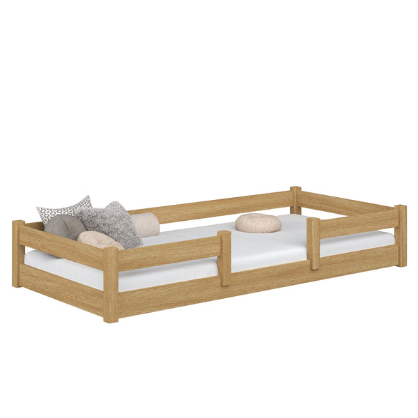 Lit bas en chêne chêne naturel – chambre, bois massif, style scandinave Nizio