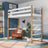 Lit mezzanine en bois blanc-chêne – espace libre sous la chambre, Nizio