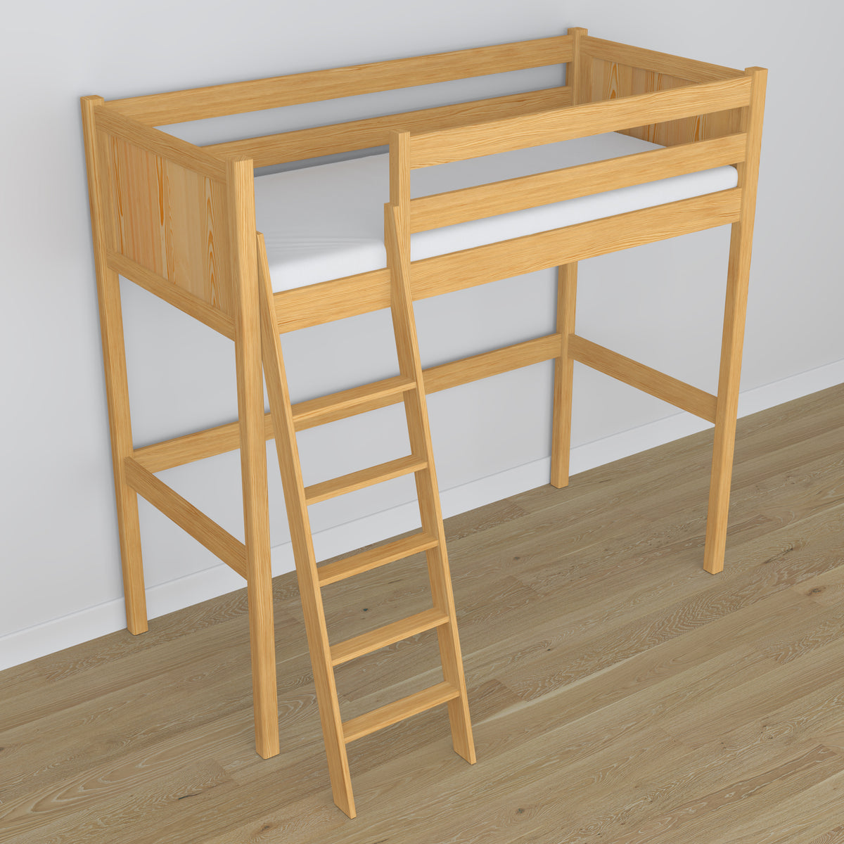 Houten slaapbank wit – schuin aanzicht, scandi