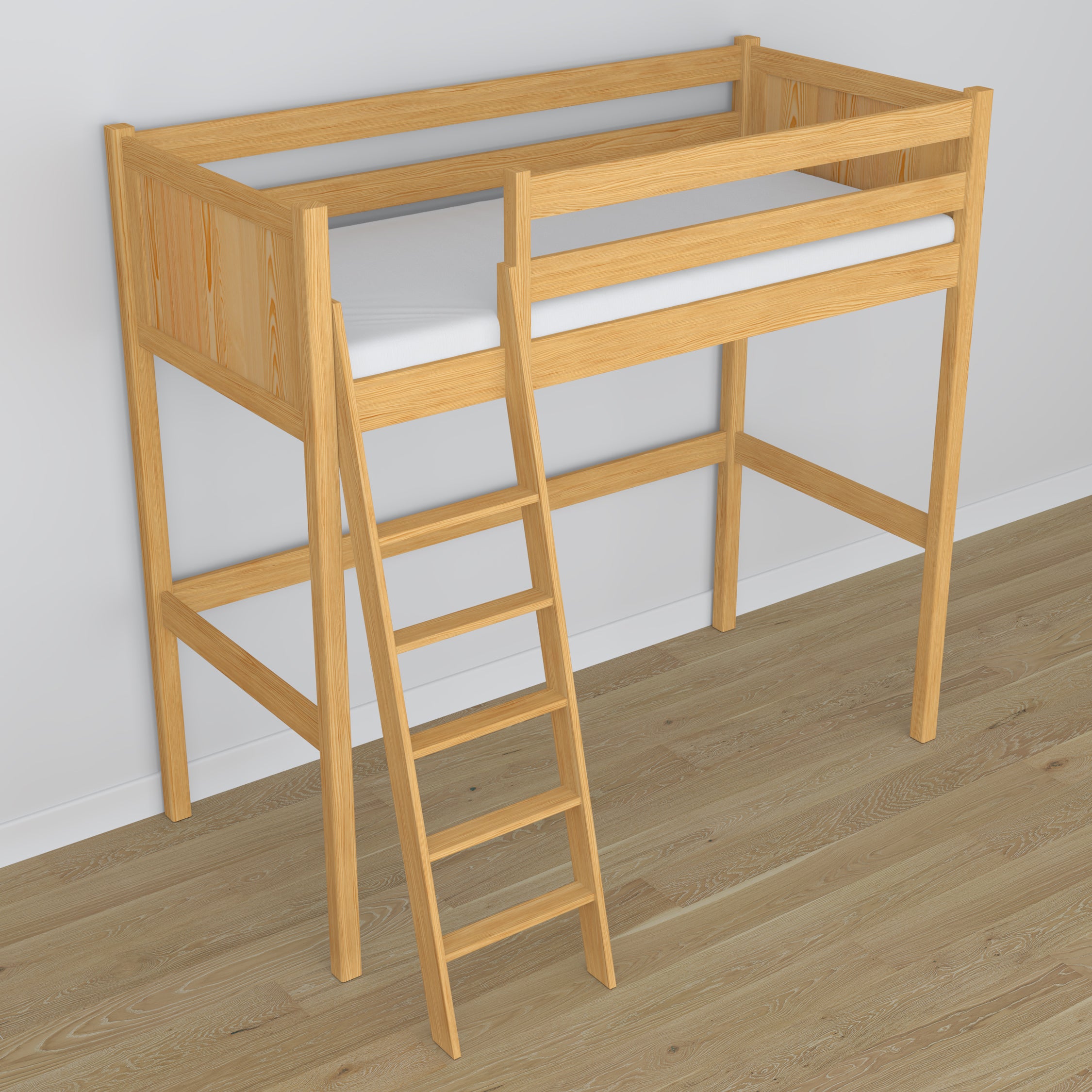 Houten slaapbank wit – schuin aanzicht, scandi