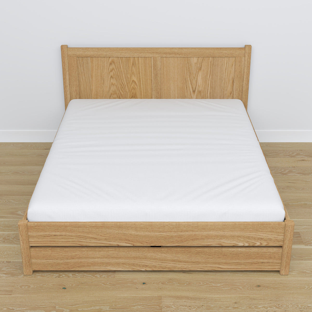 Tweepersoonsbed met lade van eikenhout naturel eiken – bergruimte en functionaliteit