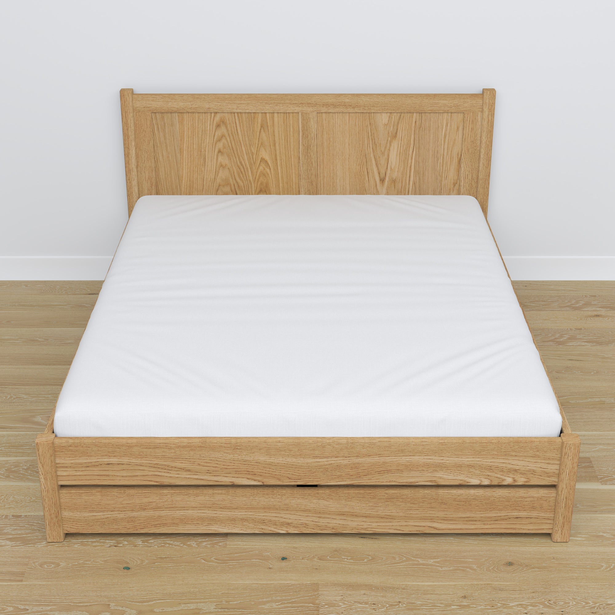 Tweepersoonsbed met lade van eikenhout naturel eiken – bergruimte en functionaliteit