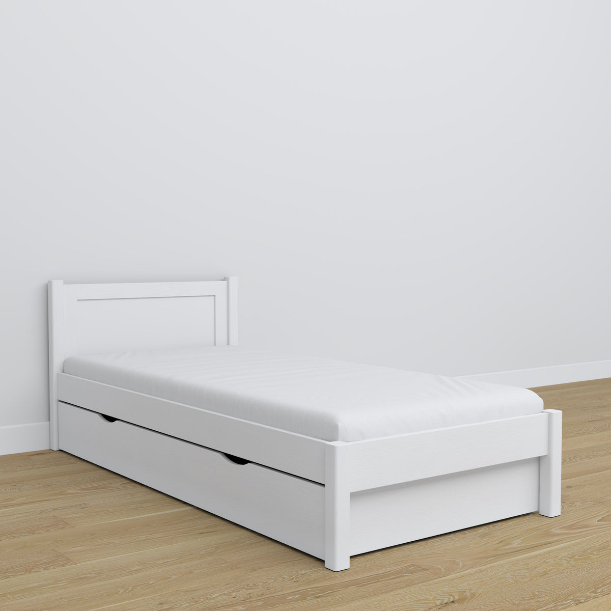 Bed met lade houten wit – kinderkamer, scandi inrichting