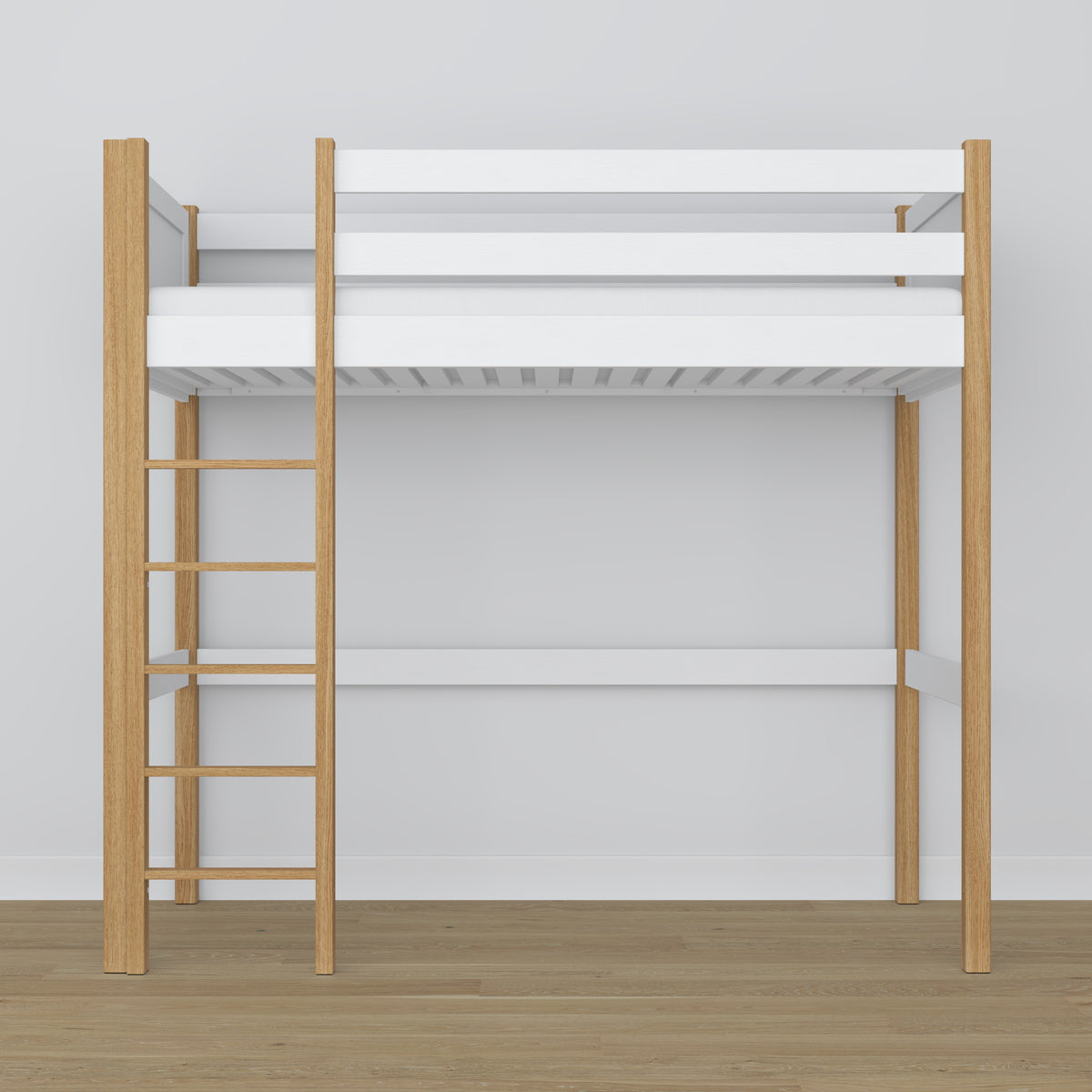 Hoogslaper wit-eiken van hout – bovenaanzicht van de slaapkamer