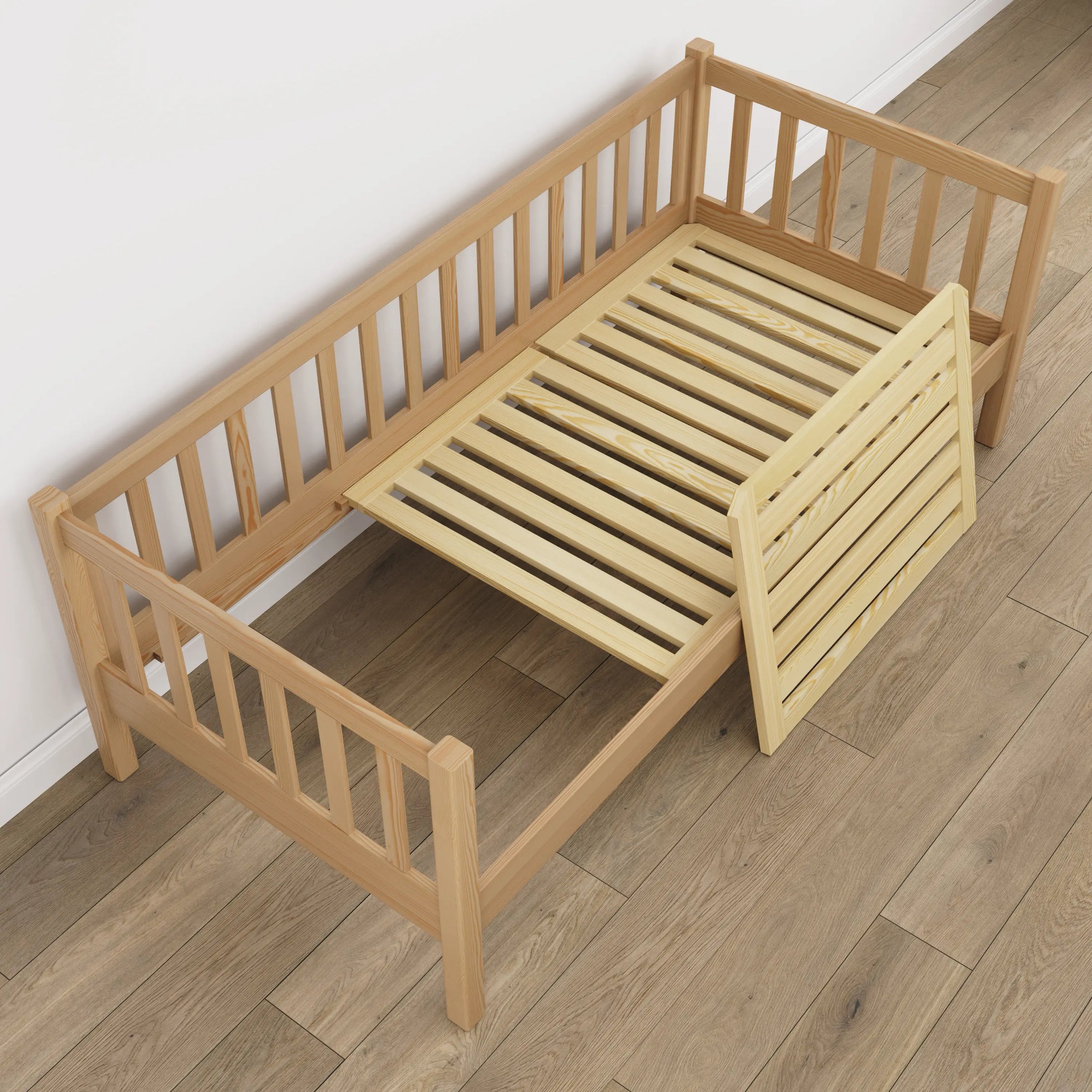 Houten slaapbank naturel grenen – details van hout en verbindingen, Nizio Home