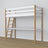 Hoogslaper met bureau houten wit-eiken – ladder en veiligheidsrail