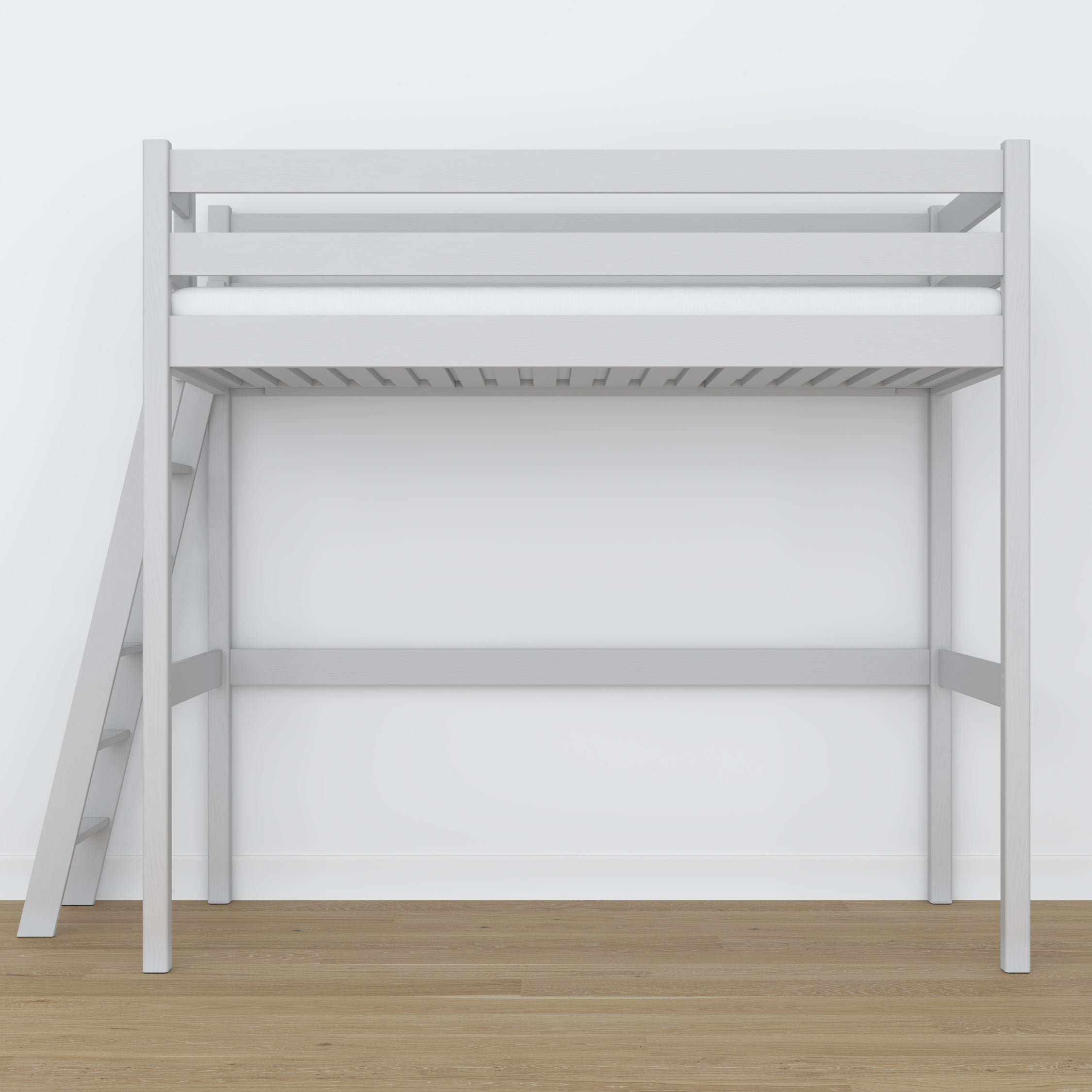 Hoogslaper grijs – houten ladder en bedhekje, Nizio Home