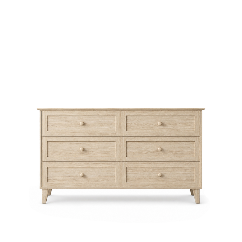 Commode met 6 lades eiken gewit eiken 154 cm – slaapkamer, Scandinavische stijl