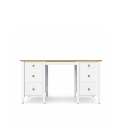 Houten bureau 6S Scandi wit / natuurlijk eiken