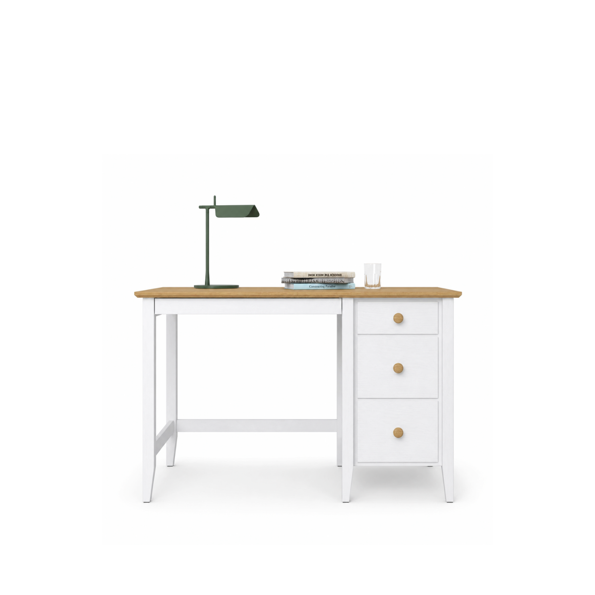 Houten bureau 3S Scandi wit / natuurlijk eiken