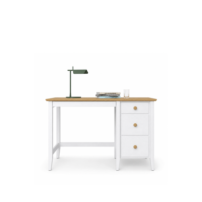 Houten bureau 3S Scandi wit / natuurlijk eiken