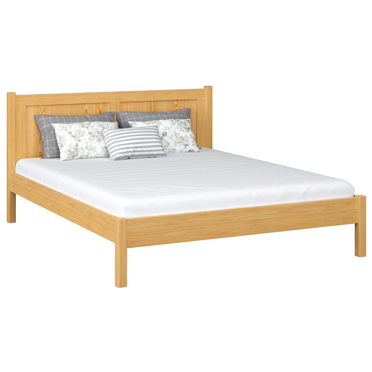 Houten tweepersoonsbed naturel grenen – slaapkamer, massief hout, Scandinavische stijl
