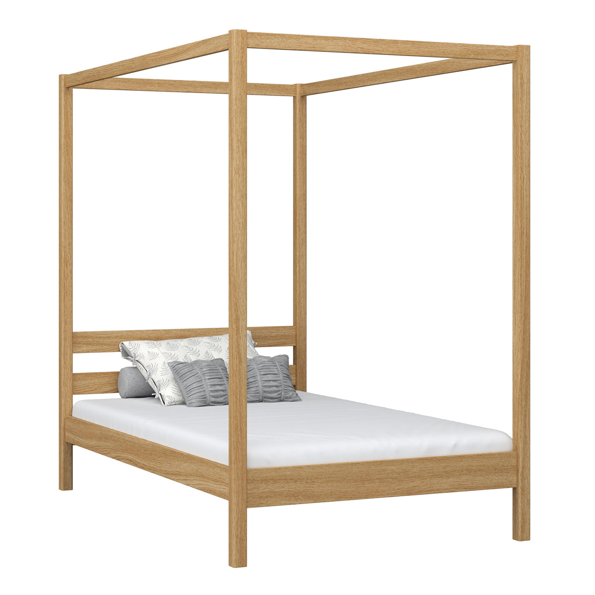Houten hemelbed naturel eiken – kinderkamer, Scandinavische stijl Nizio