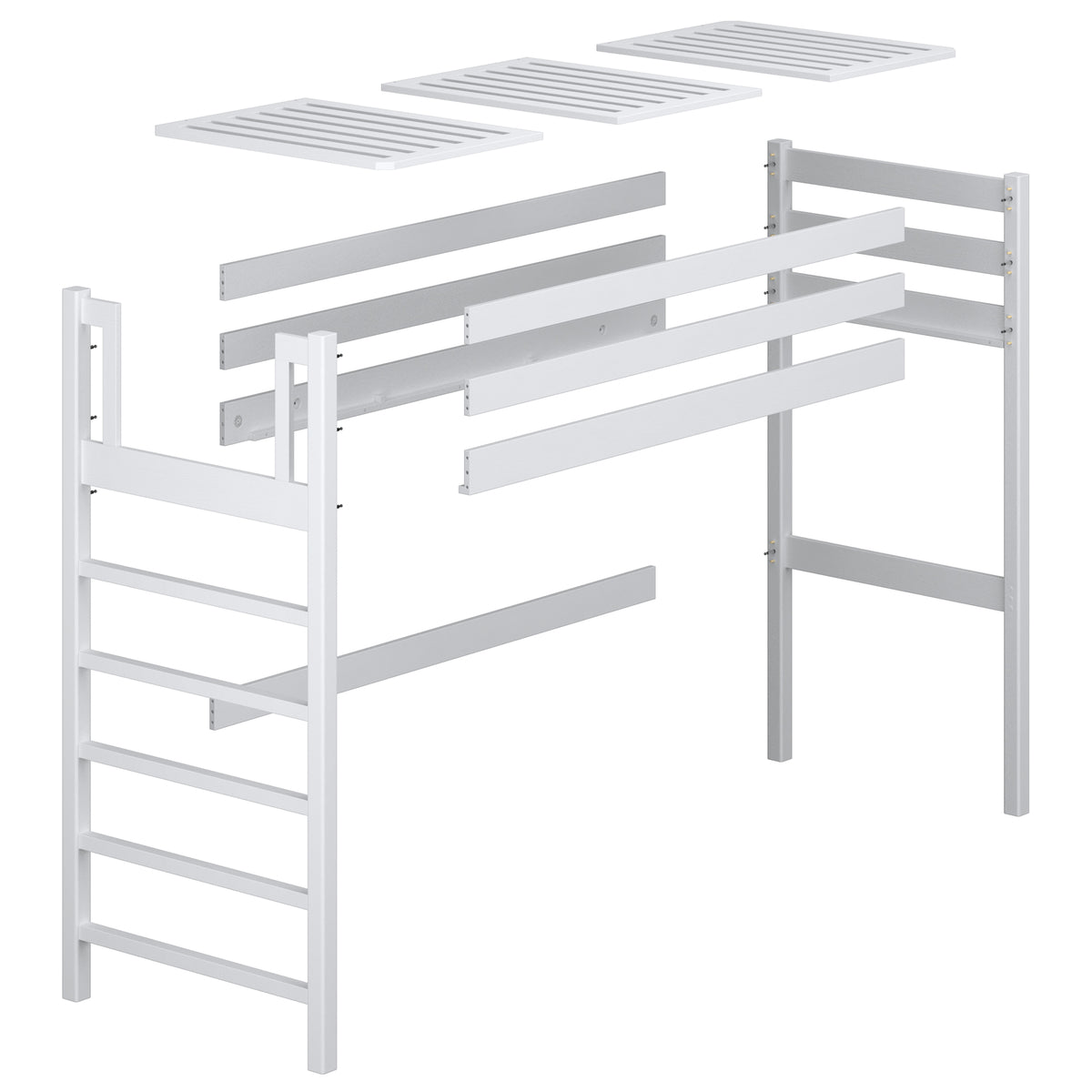 Lit mezzanine en bois pin incolore – proportions de la chambre d'enfant, Nizio