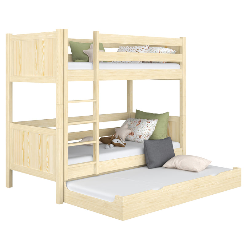 Stapelbed met matraslade houten transparant grenen – scandi kinderkamer