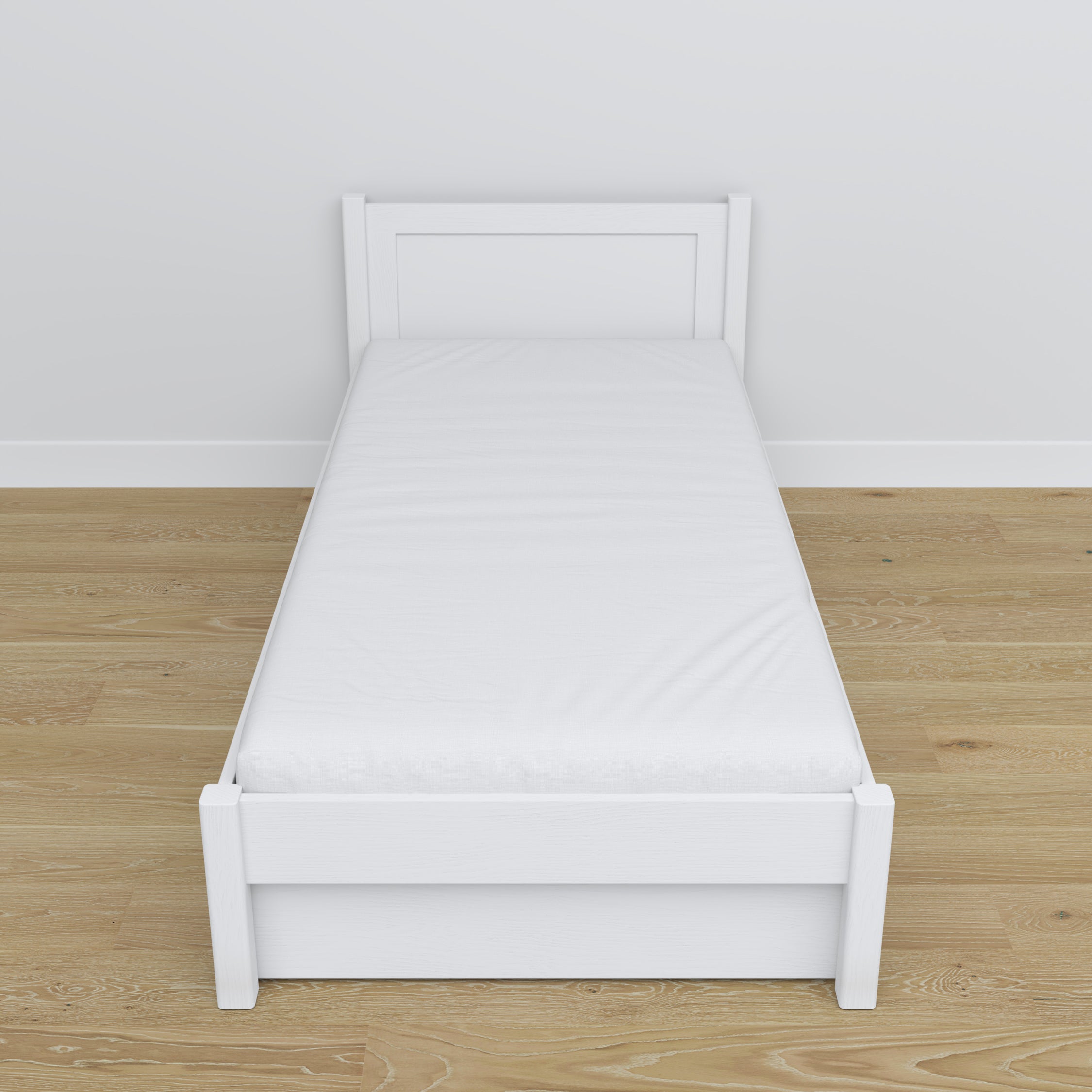 Bed wit met lade – geleiders en houten details, Nizio