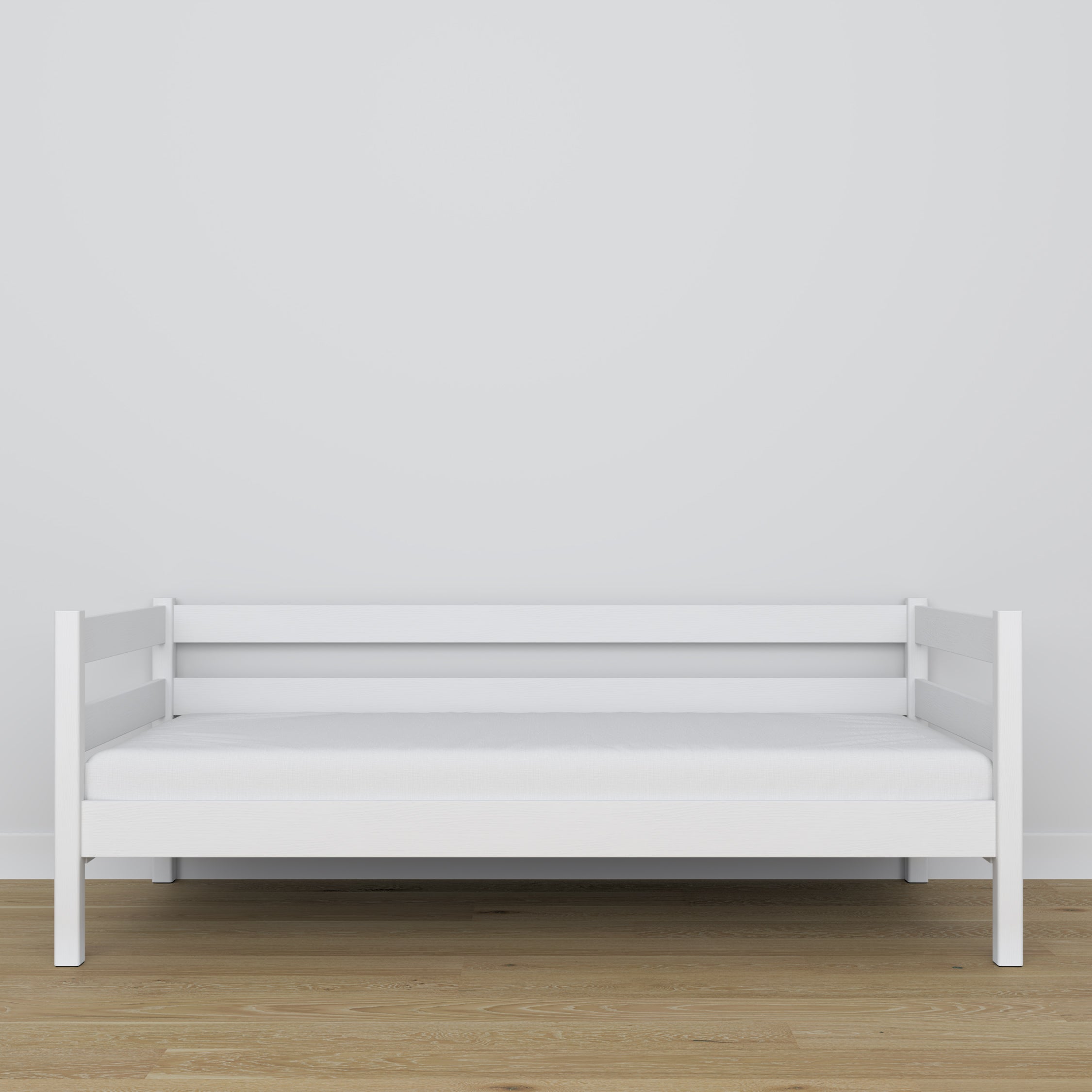 Slaapbank van hout wit – details van hout en verbindingen, Nizio Home