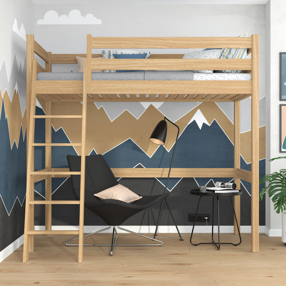 Hoogslaper eikenhout naturel eiken – kinderkamer, massief hout, scandi stijl