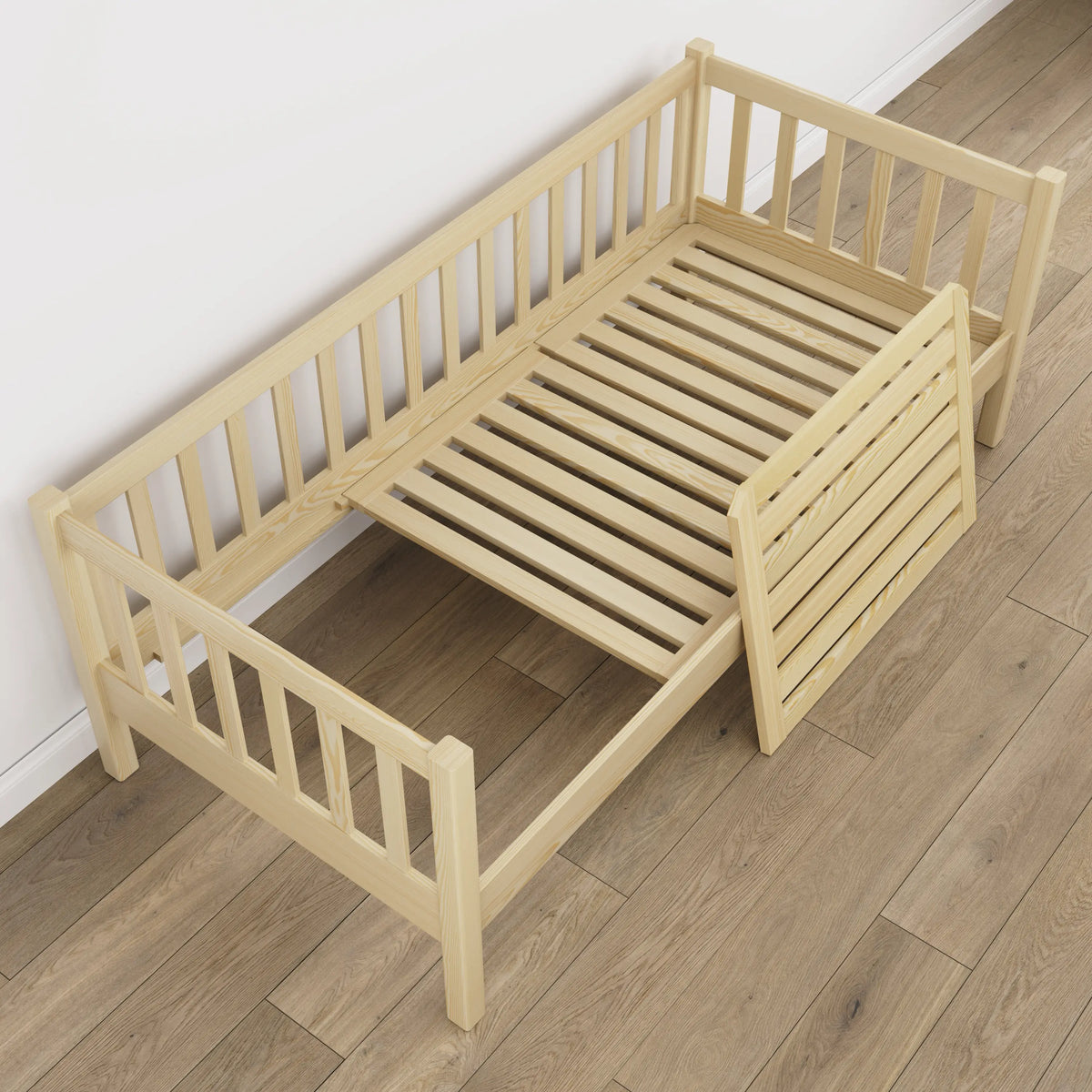 Houten slaapbank transparant grenen – hout- en verbindingsdetails, Nizio Home
