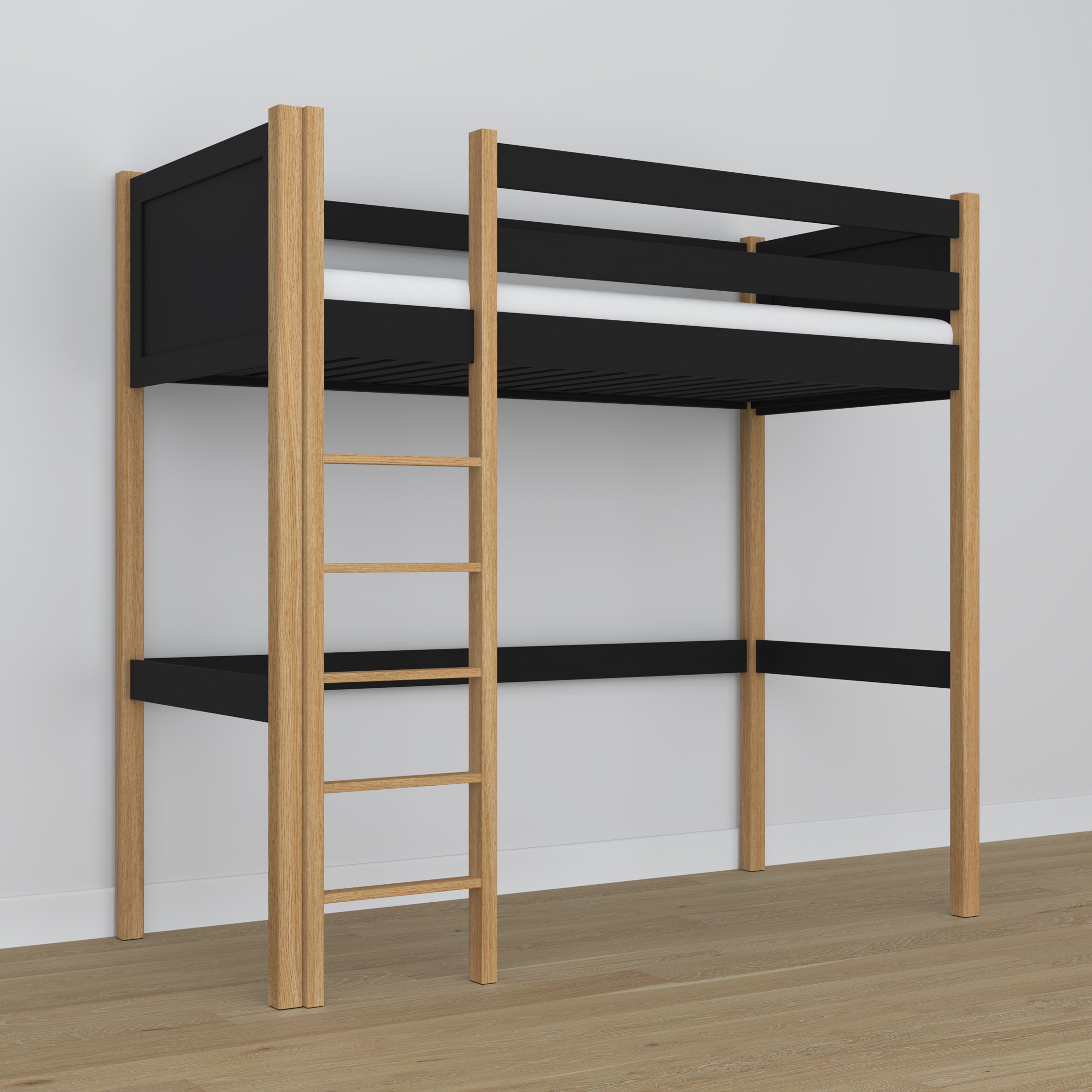 Hoogslaper zwart-eiken in kinderkamer – scandi inrichting, houten