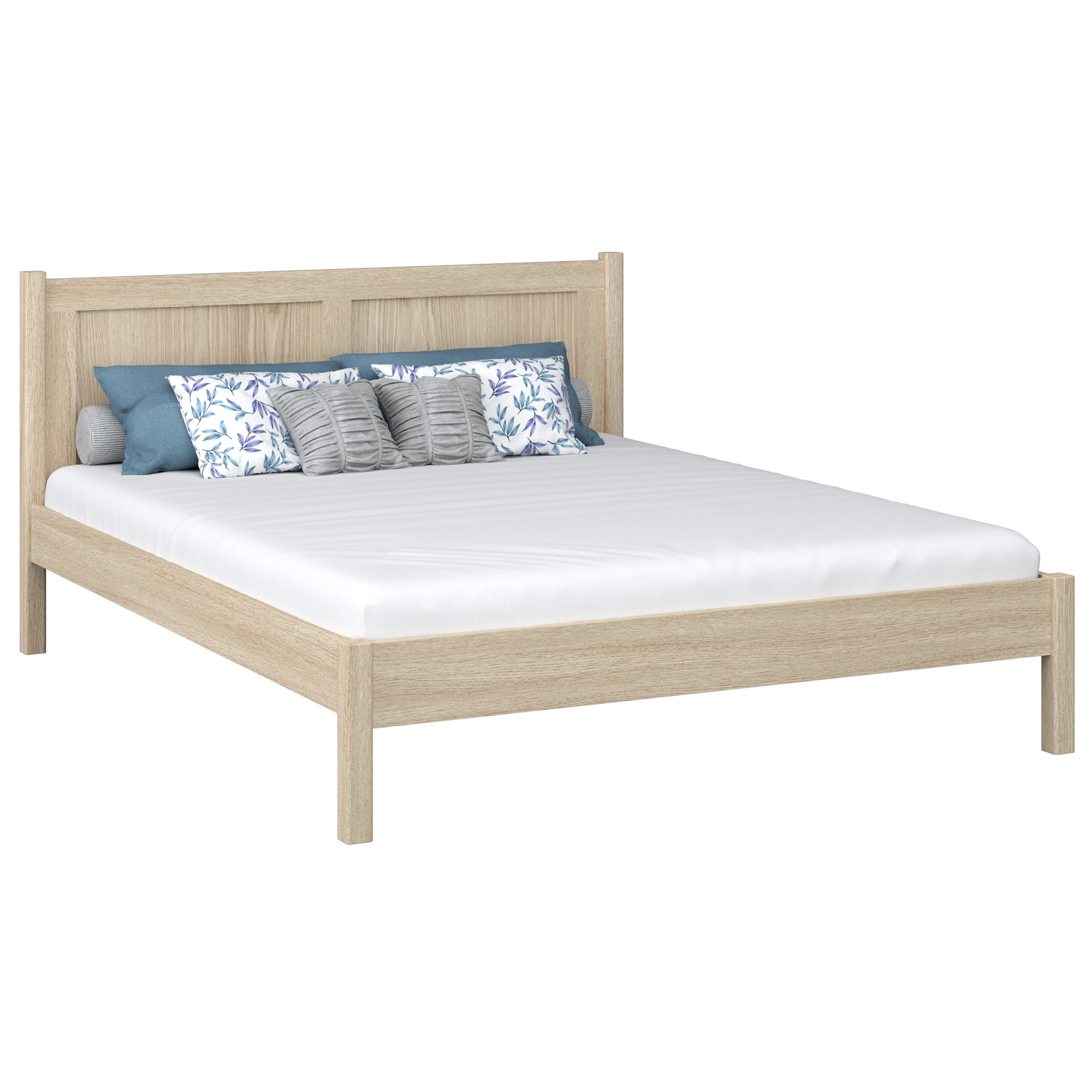 Tweepersoonsbed gewit eiken in slaapkamer – inrichting met beddengoed, scandi stijl
