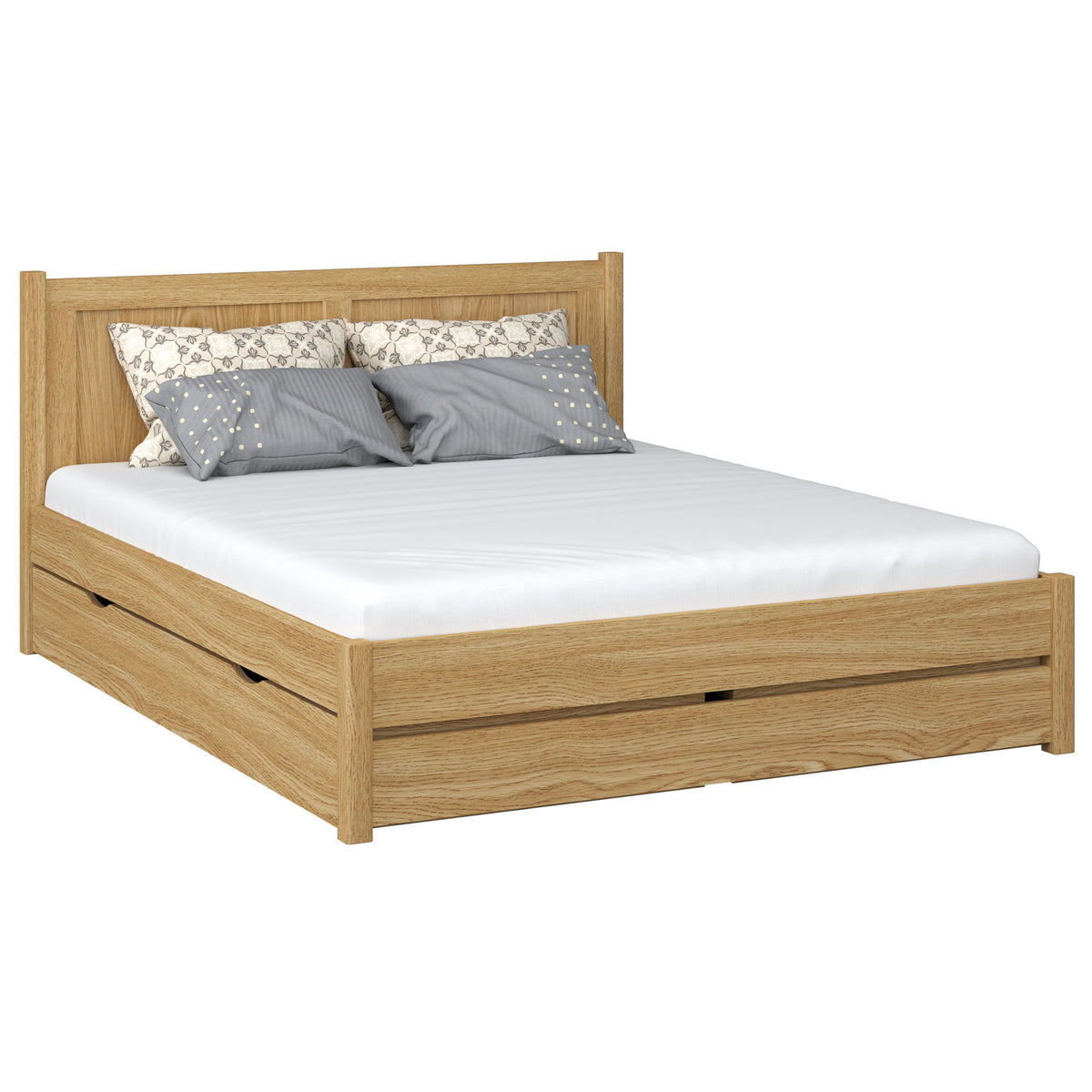 Tweepersoonsbed naturel eiken – hoofdeinde eiken, houtskwaliteit, Nizio Home