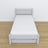 Bed grey – mattress drawer, wooden details, Nizio Home