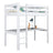 Lit mezzanine blanc avec bureau – espace d'apprentissage sous la chambre, en bois
