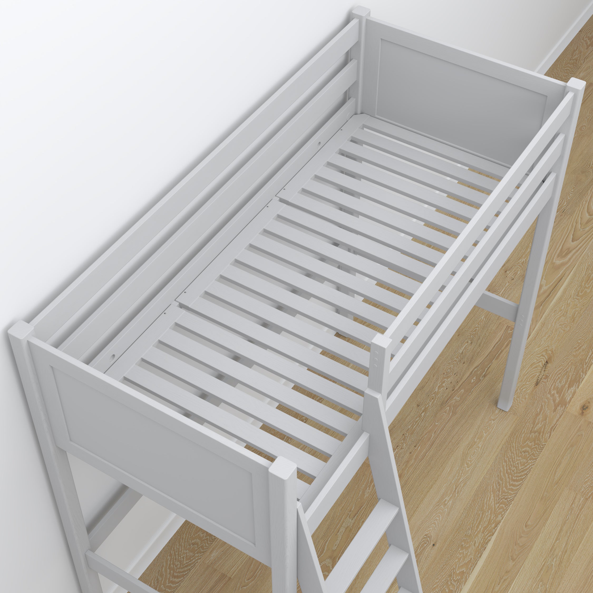 Hoogslaper grijs in de kinderkamer – scandi inrichting, van hout