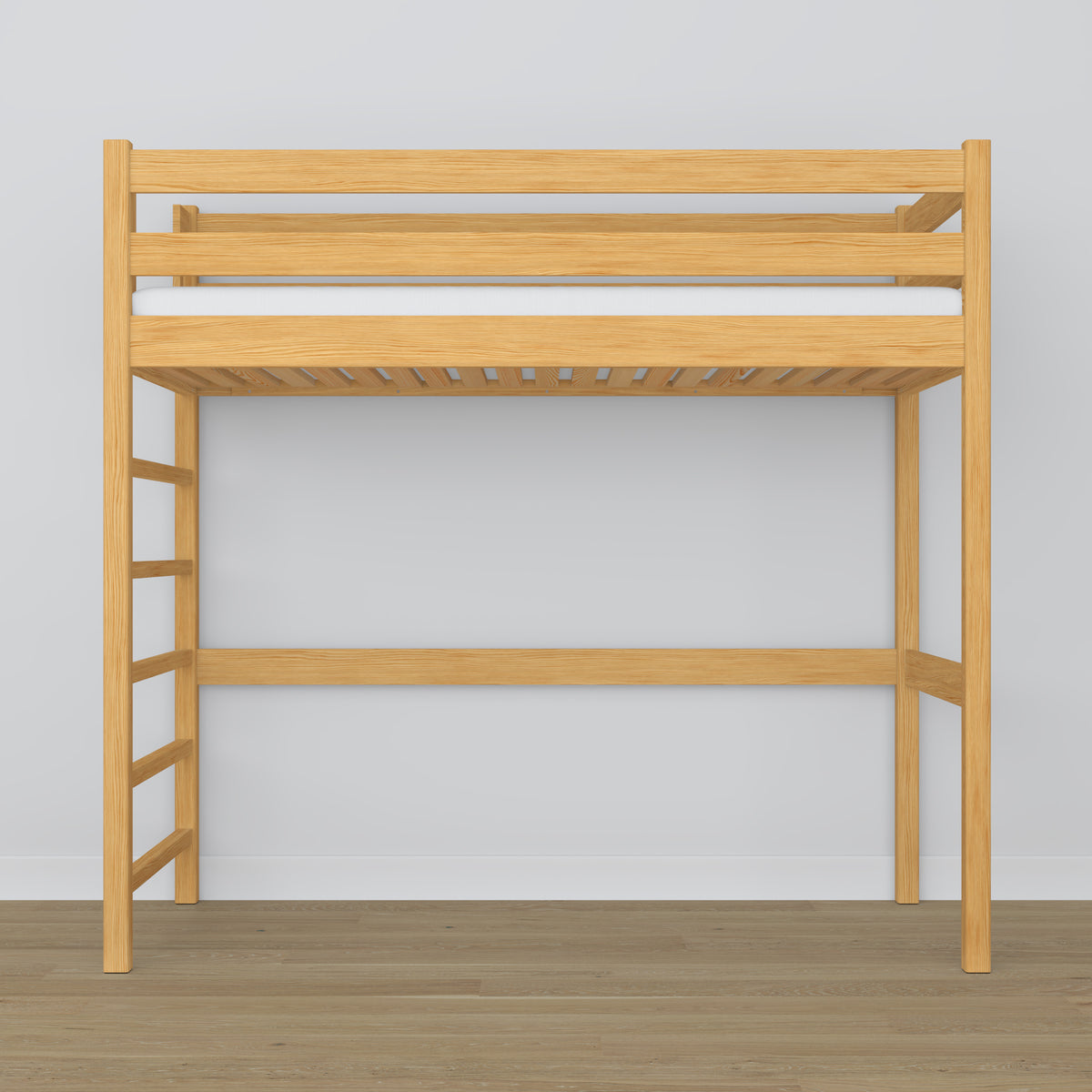 Hoogslaper van hout naturel grenen – details van verbindingen en ladder, Nizio Home