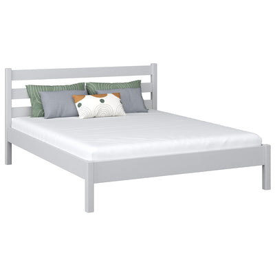 En bois lit double N01 gris – vue générale, bois massif en pin