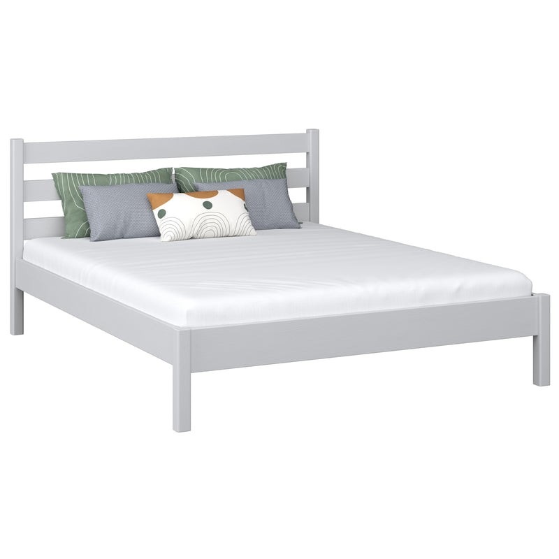 Houten tweepersoons bed N01 grijs – algemeen aanzicht, massief grenenhout