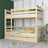 Stapelbed houten transparant grenen – ladder, bedhekken, lade voor extra matras