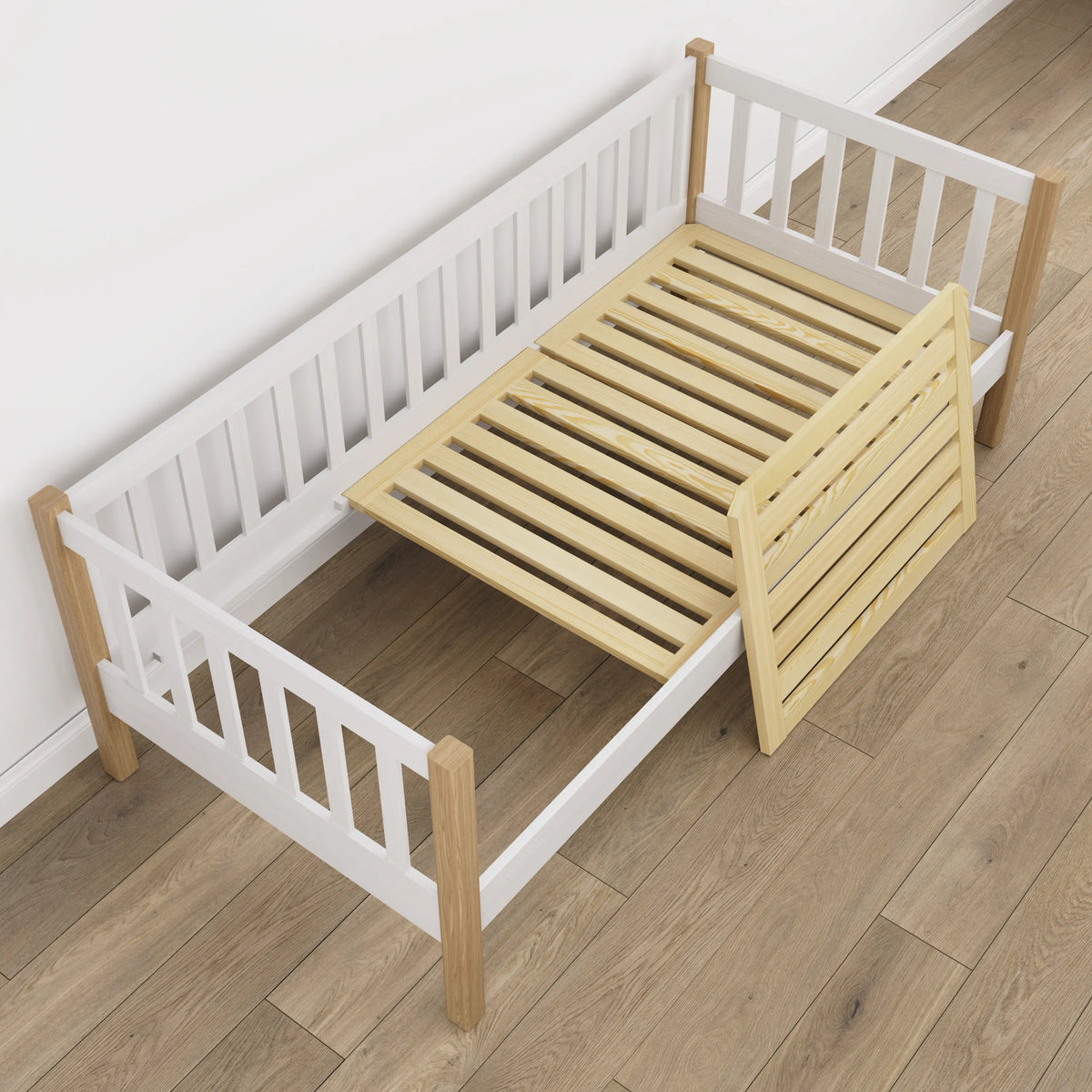 Slaapbank houten wit met eiken – details hout en verbindingen, Nizio Home