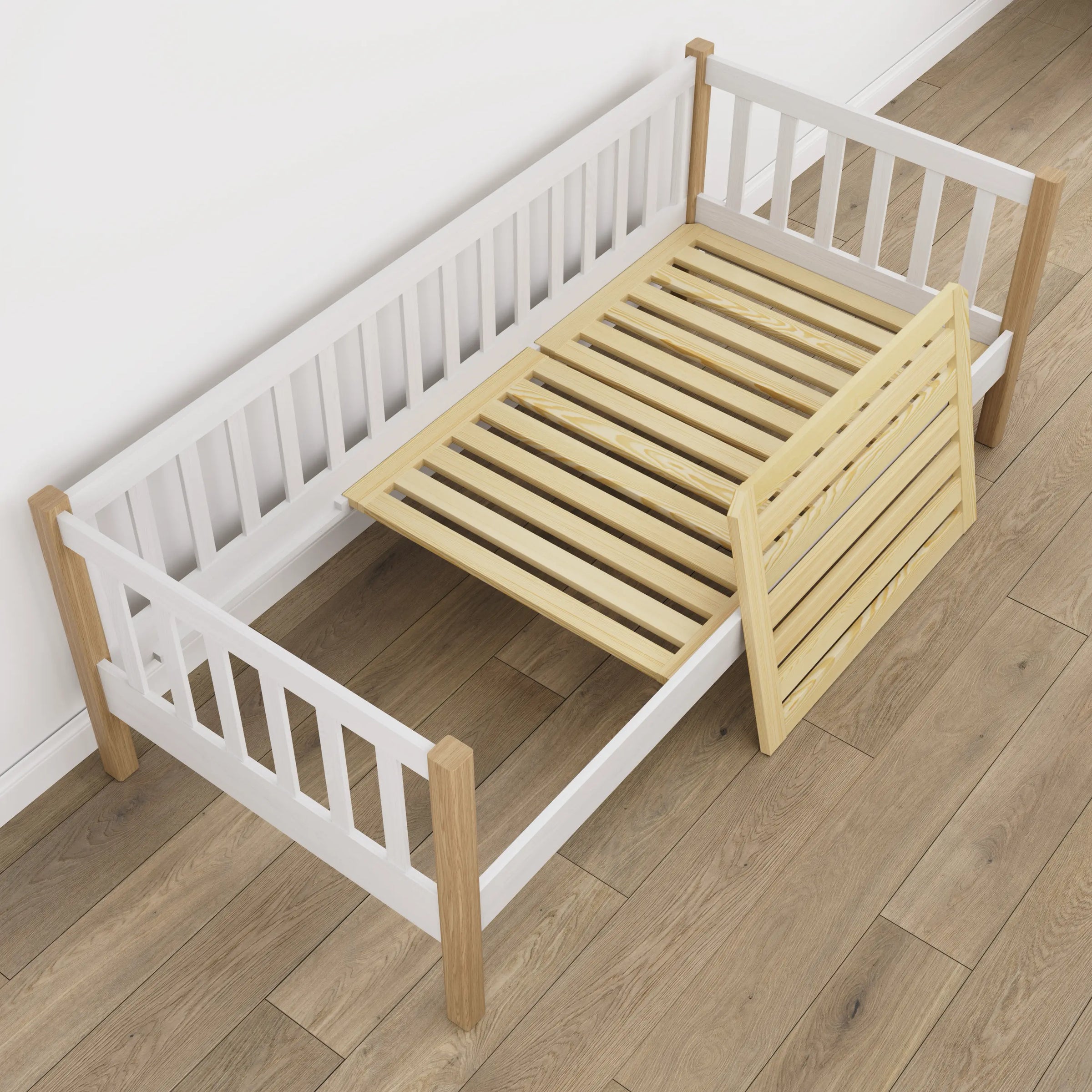 Slaapbank houten wit met eiken – details hout en verbindingen, Nizio Home