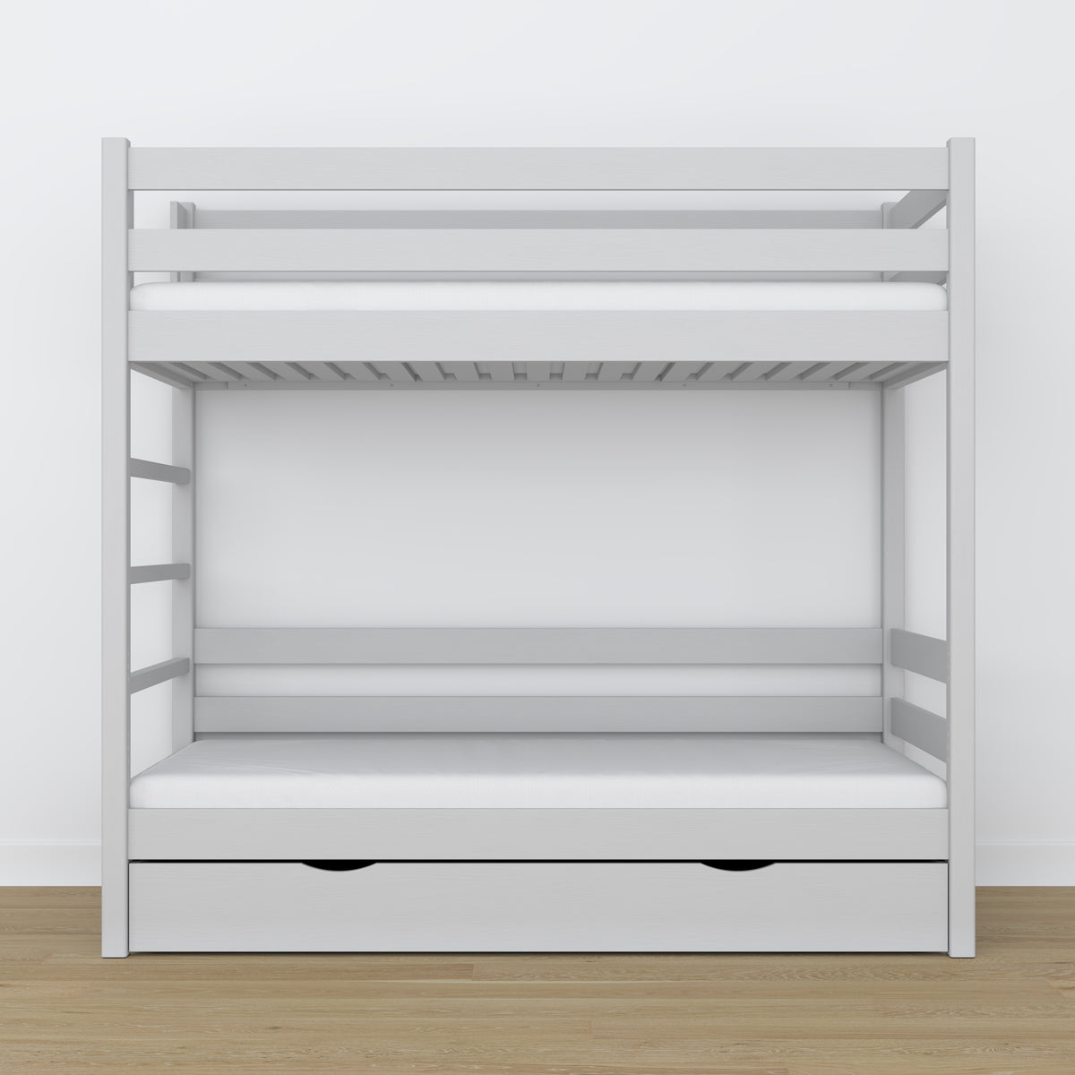 Stapelbed houten grijs met lade – afmetingen en schema, Nizio
