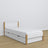 Wooden bed with drawer white-oak – child’s room, scandi arrangement
