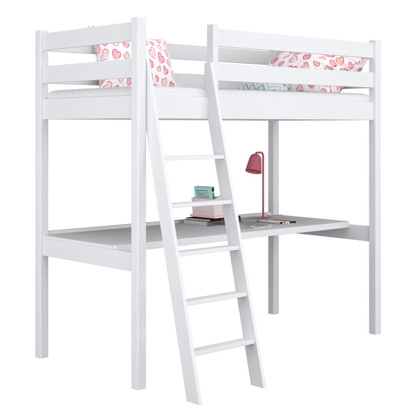 lit mezzanine avec bureau N03 en bois dans la couleur sur commande RAL/NCS – bois massif, Nizio