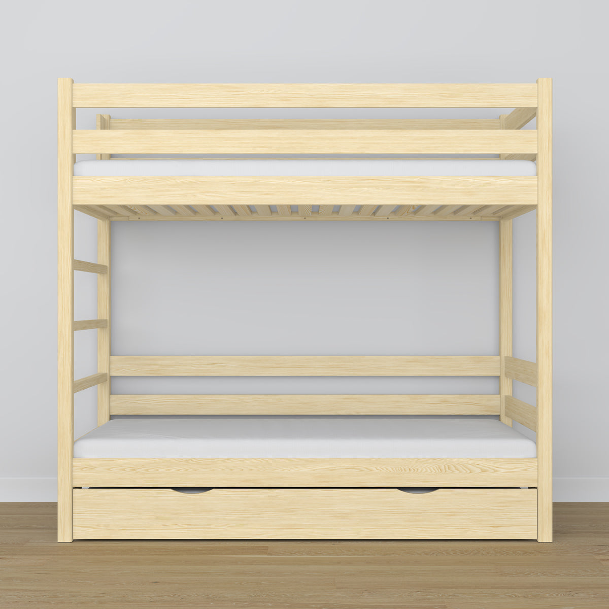 Stapelbed transparant grenen – houten lattenbodem met latten, lade voor matras