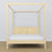Tweepersoons bed met hemel houten transparant grenen – hoofdeinde en frame, close-up