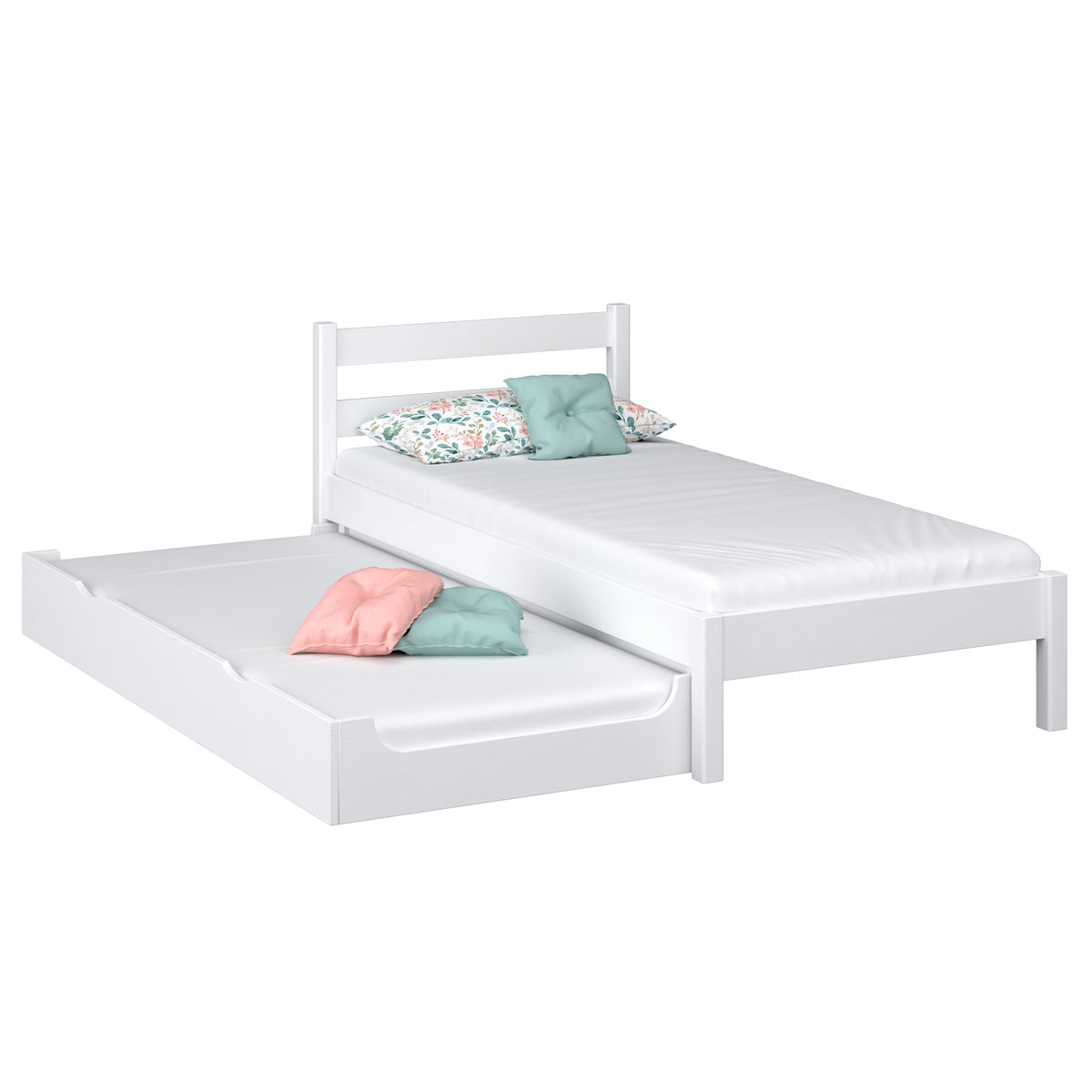 lit simple avec tiroir pour matelas N01 en bois dans la couleur sur commande RAL/NCS – bois massif, Nizio