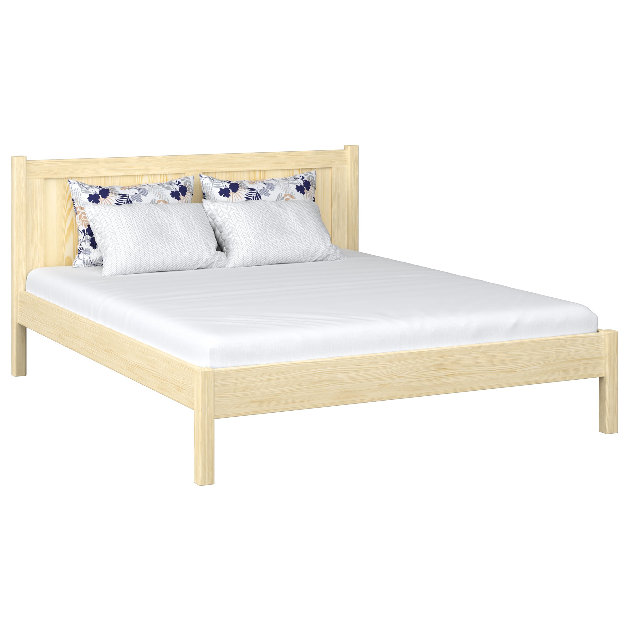 Houten tweepersoonsbed transparant grenen – slaapkamer, massief hout, Scandinavische stijl