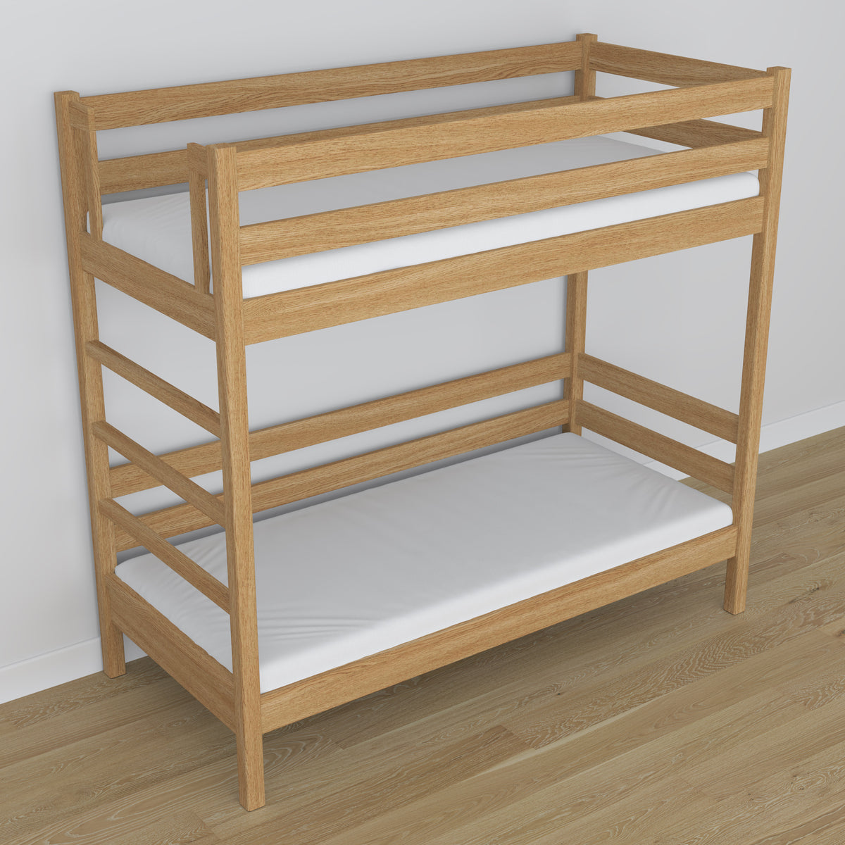 Stapelbed eiken naturel eiken – close-up op verbindingen en houtdetails