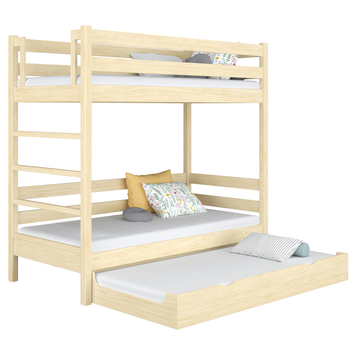 Stapelbed met matraslade houten transparant grenen – scandi kinderkamer