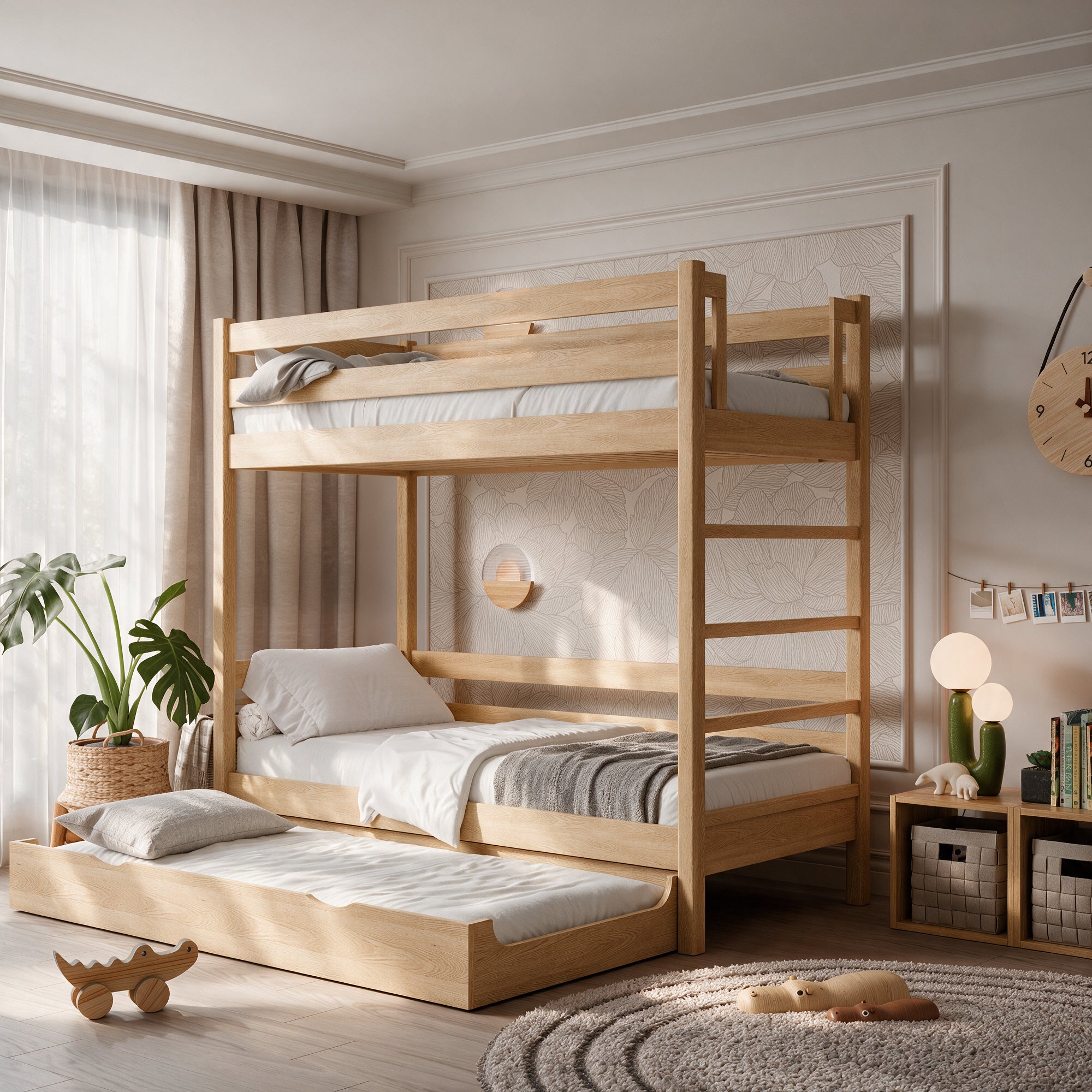 Lit superposé en chêne avec tiroir pour matelas N03 chêne naturel