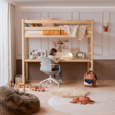Eiken hoogslaper met bureau N01 natureel eiken