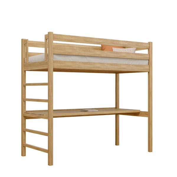 Lit mezzanine avec bureau en chêne N01 chêne naturel